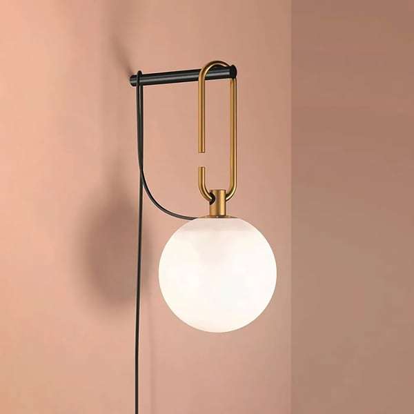 Decorative Hanging Globe Shade Wall Sconce with Switch - view 2