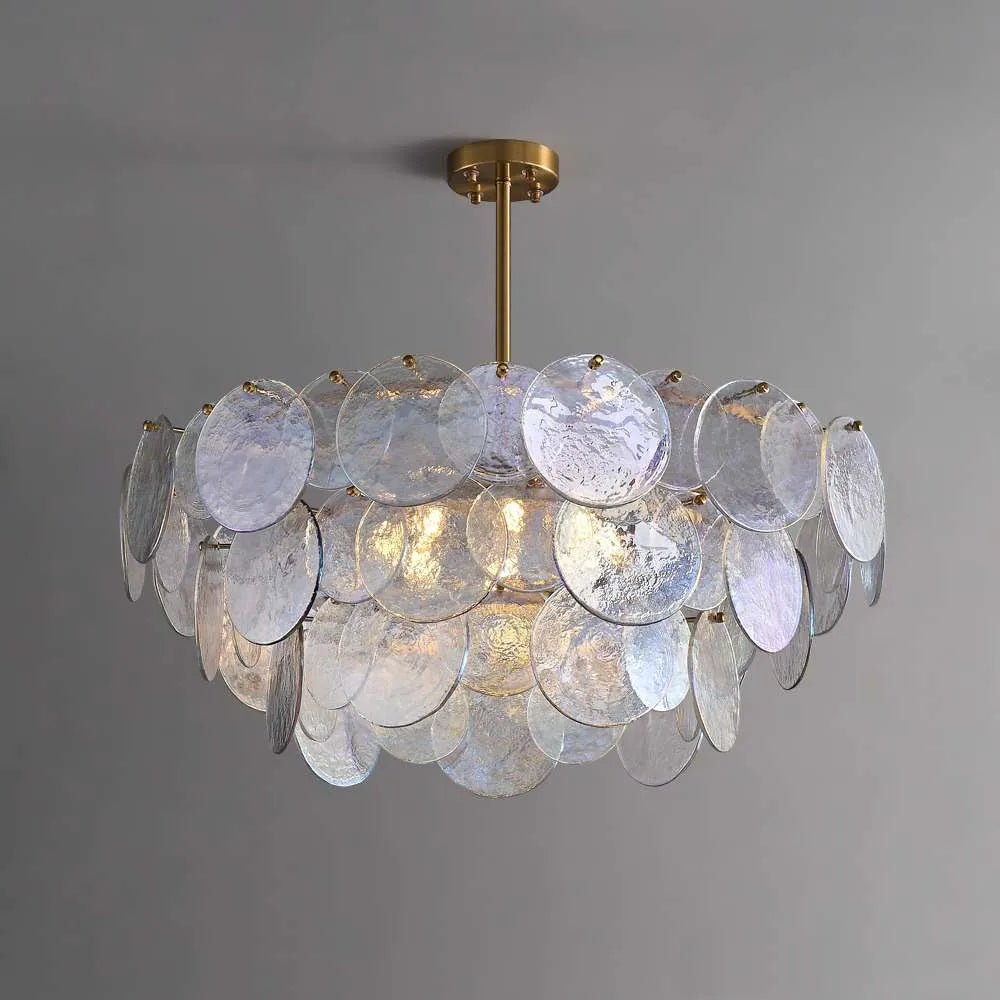 Rippled Round Chandelier - Elegant Glass Chandelier Lighting - view 1