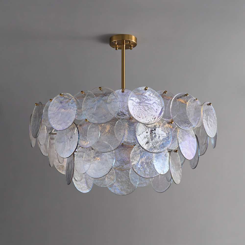Rippled Round Chandelier - Elegant Glass Chandelier Lighting - view 2