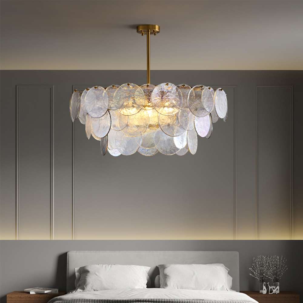 Rippled Round Chandelier - Elegant Glass Chandelier Lighting - view 5