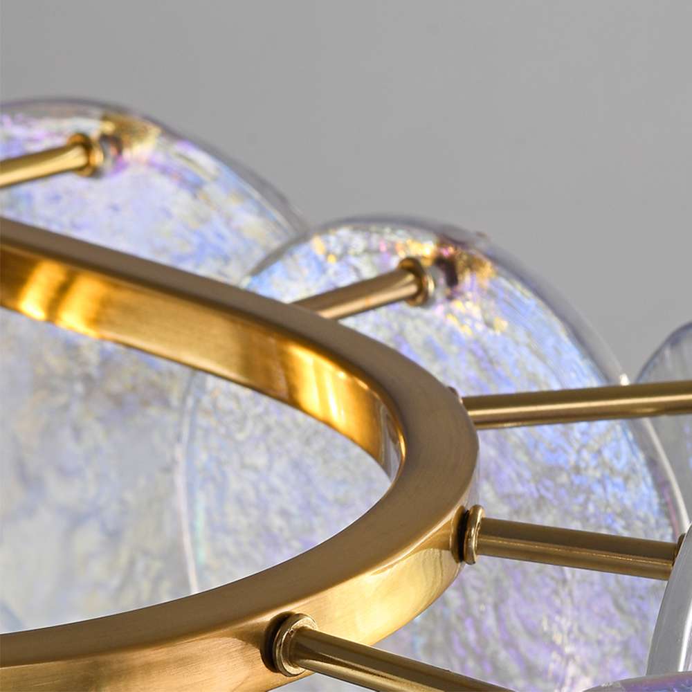Rippled Round Chandelier - Elegant Glass Chandelier Lighting - view 6