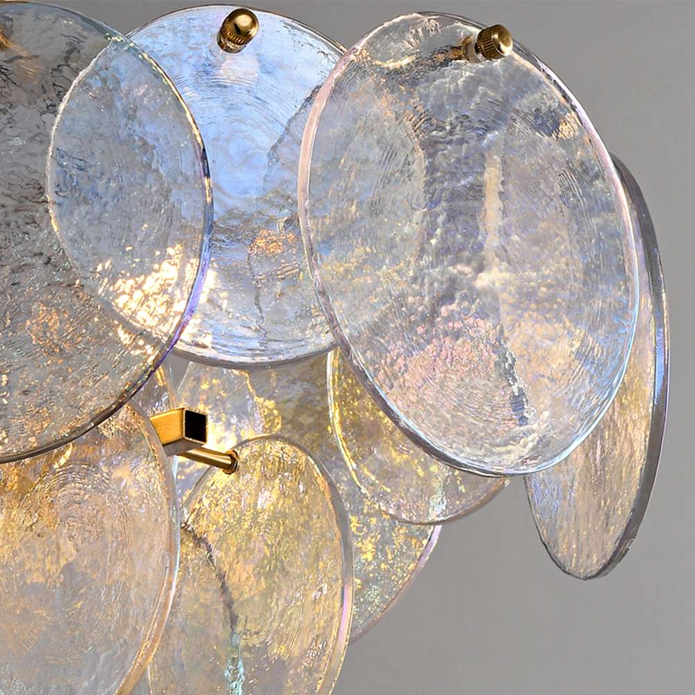 Rippled Round Chandelier - Elegant Glass Chandelier Lighting - view 7
