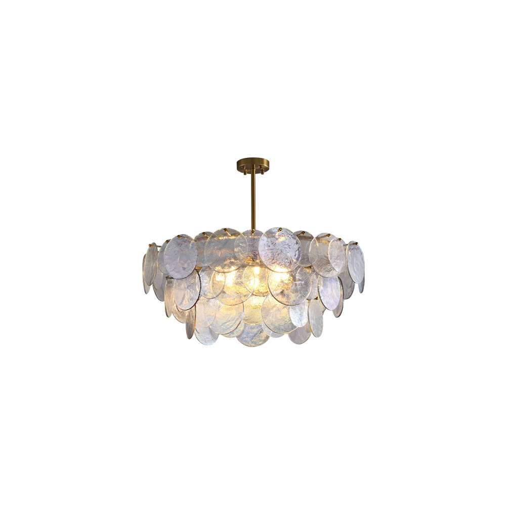 Rippled Round Chandelier - Elegant Glass Chandelier Lighting - view 8