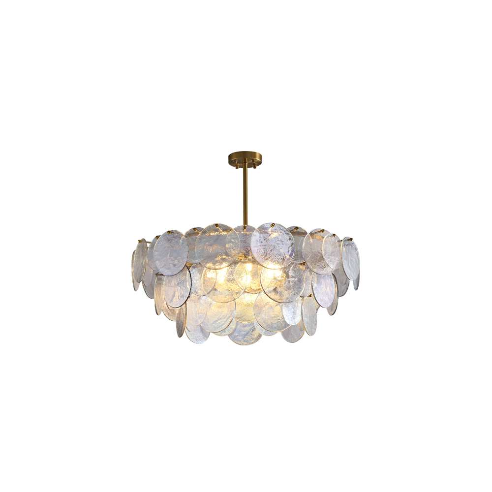 Rippled Round Chandelier - Elegant Glass Chandelier Lighting - view 9