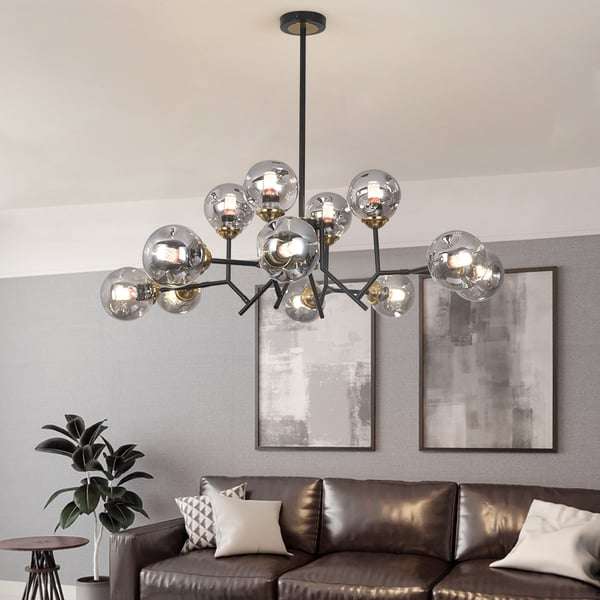 Modern Chandelier For Living Room Globe Glass Shade Black Chandelier - view 3