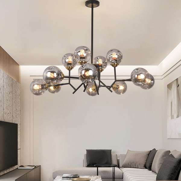 Modern Chandelier For Living Room Globe Glass Shade Black Chandelier - view 4