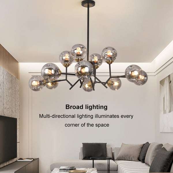 Modern Chandelier For Living Room Globe Glass Shade Black Chandelier - view 6