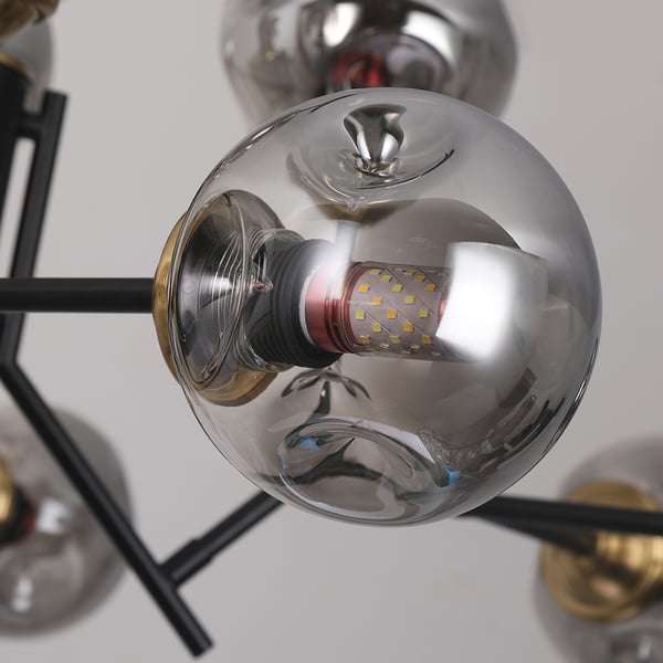 Modern Chandelier For Living Room Globe Glass Shade Black Chandelier - view 7