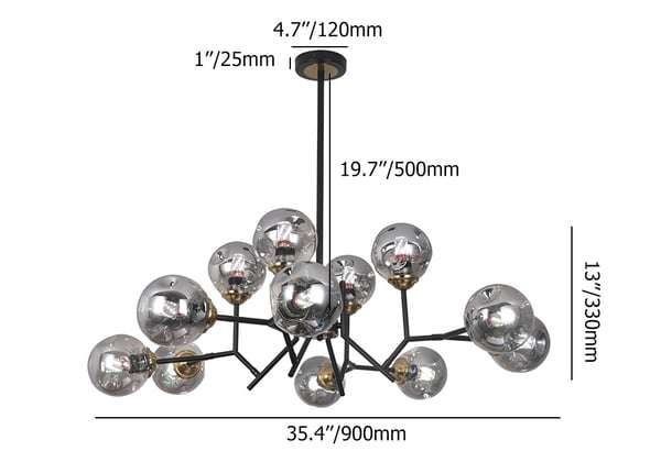 Modern Chandelier For Living Room Globe Glass Shade Black Chandelier - view 9