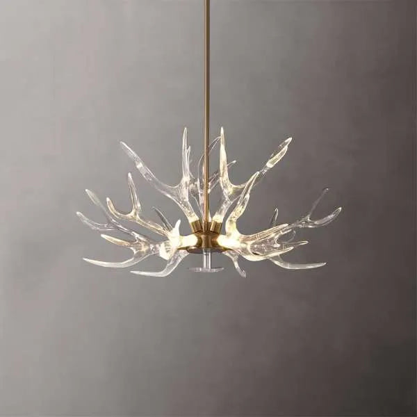 Modern Gold Clear Antler Chandelier - Art Deco Style - view 1