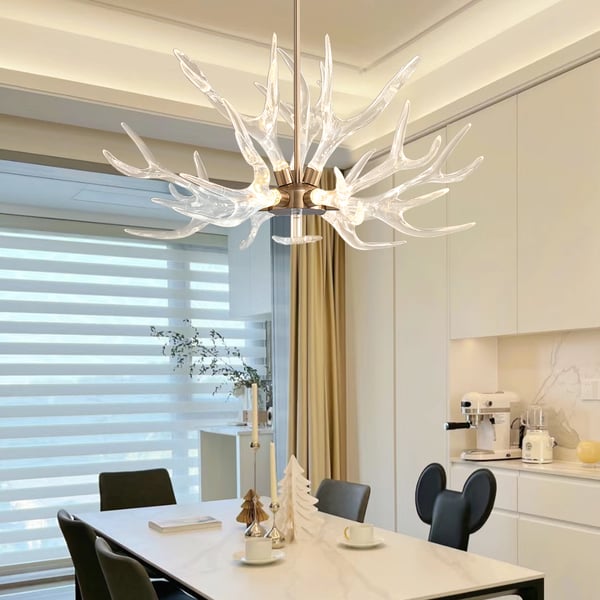 Modern Gold Clear Antler Chandelier - Art Deco Style - view 2