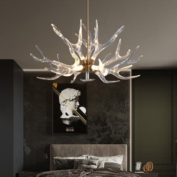 Modern Gold Clear Antler Chandelier - Art Deco Style - view 3