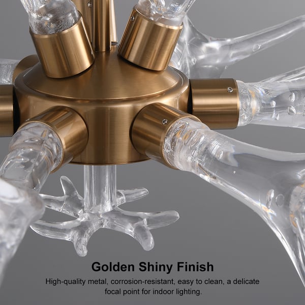 Modern Gold Clear Antler Chandelier - Art Deco Style - view 4