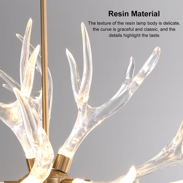 Modern Gold Clear Antler Chandelier - Art Deco Style - view 5