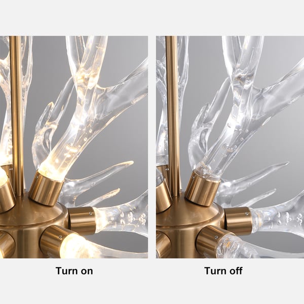 Modern Gold Clear Antler Chandelier - Art Deco Style - view 6