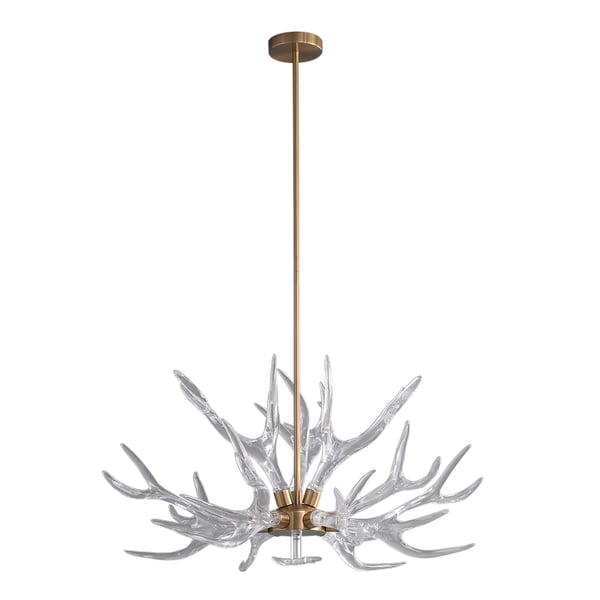 Modern Gold Clear Antler Chandelier - Art Deco Style - view 7