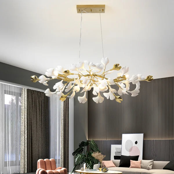 Elegant Modern Gold Branch Ginkgo Leaves Decorative Chandelier - view 2