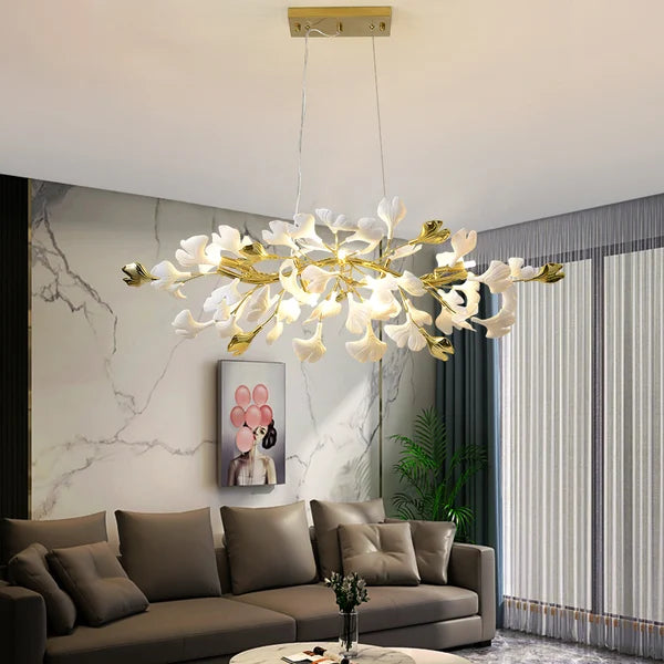 Elegant Modern Gold Branch Ginkgo Leaves Decorative Chandelier - view 4