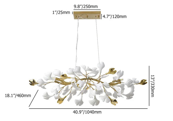 Elegant Modern Gold Branch Ginkgo Leaves Decorative Chandelier - view 8