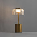 Crack Glass Lampshade Gold Reading Table Lamp With Solid Base - view 1