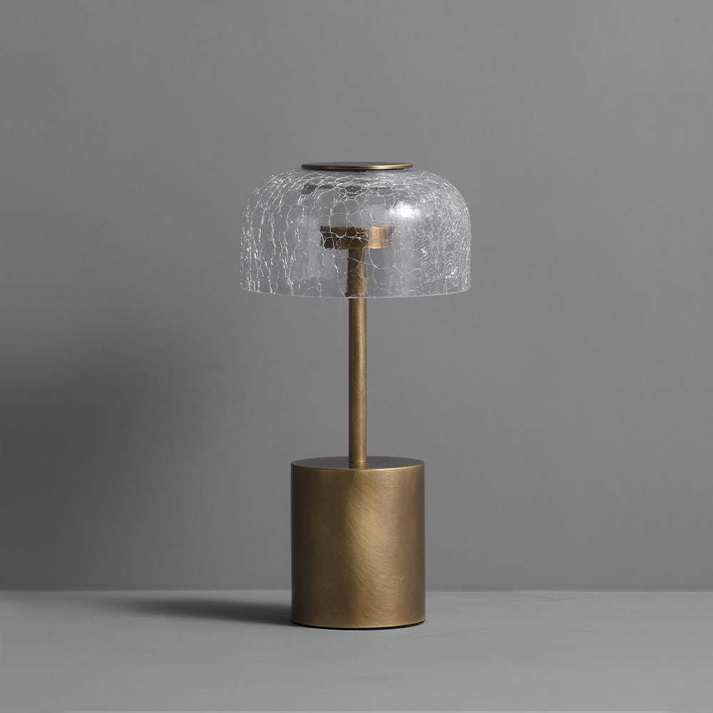 Crack Glass Lampshade Gold Reading Table Lamp With Solid Base - view 2