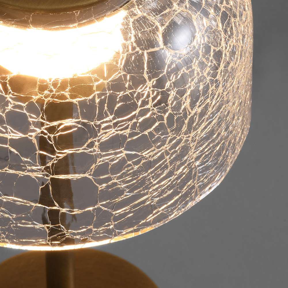 Crack Glass Lampshade Gold Reading Table Lamp With Solid Base - view 6