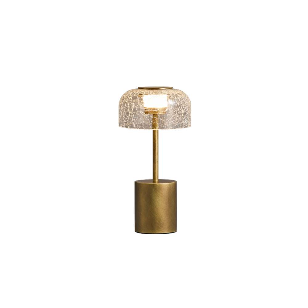 Crack Glass Lampshade Gold Reading Table Lamp With Solid Base - view 8