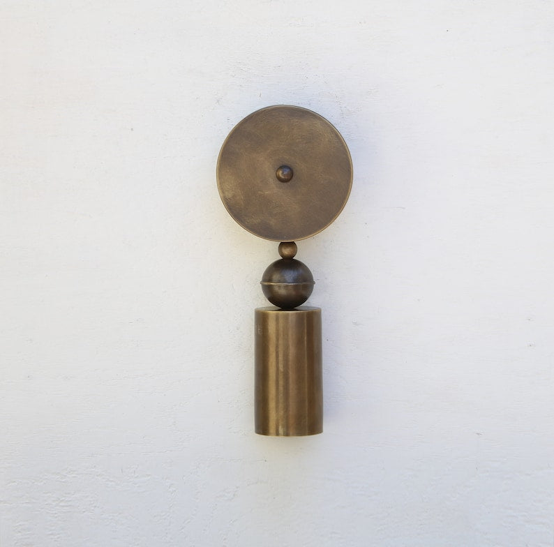Aged Brass Cylinder Wall Sconce - Light in the Space - view 3