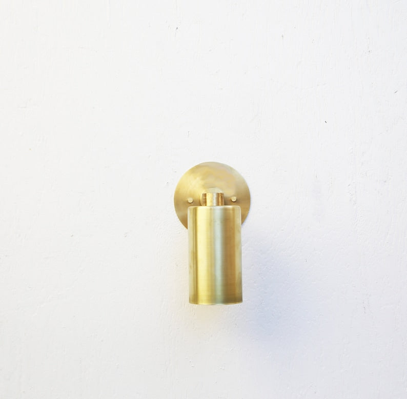 Brass Cylinder Sconce Lights - Bedroom Wall Sconces - view 2