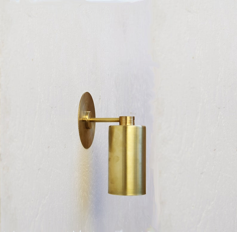 Brass Cylinder Sconce Lights - Bedroom Wall Sconces - view 3