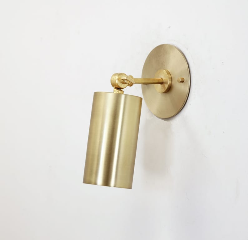 Brass Cylinder Sconce Lights - Bedroom Wall Sconces - view 5