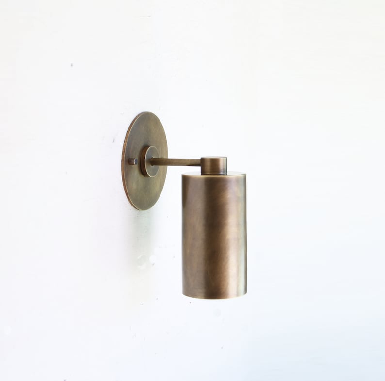Brass Cylinder Sconce Lights - Bedroom Wall Sconces - view 7