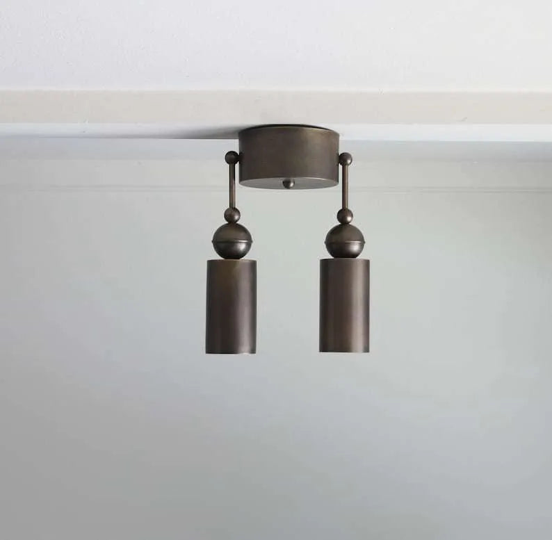 Modern Aged Brass Flush Mount Ceiling Light - view 1