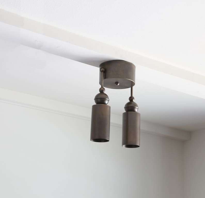 Modern Aged Brass Flush Mount Ceiling Light - view 2