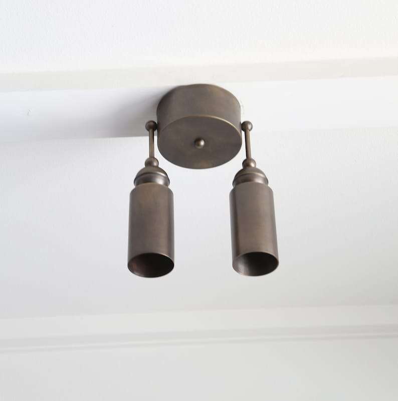 Modern Aged Brass Flush Mount Ceiling Light - view 3