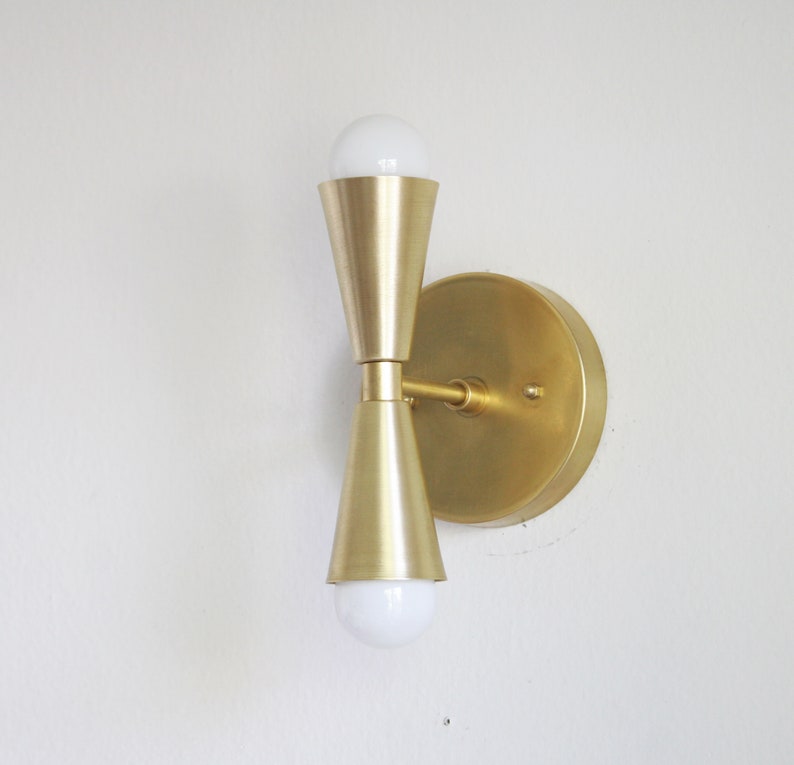 Modern Vanity Lighting Brass Double-Head Bathroom Sconce - view 1