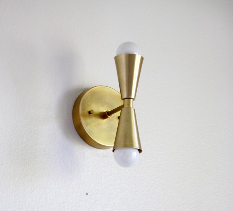 Modern Vanity Lighting Brass Double-Head Bathroom Sconce - view 4