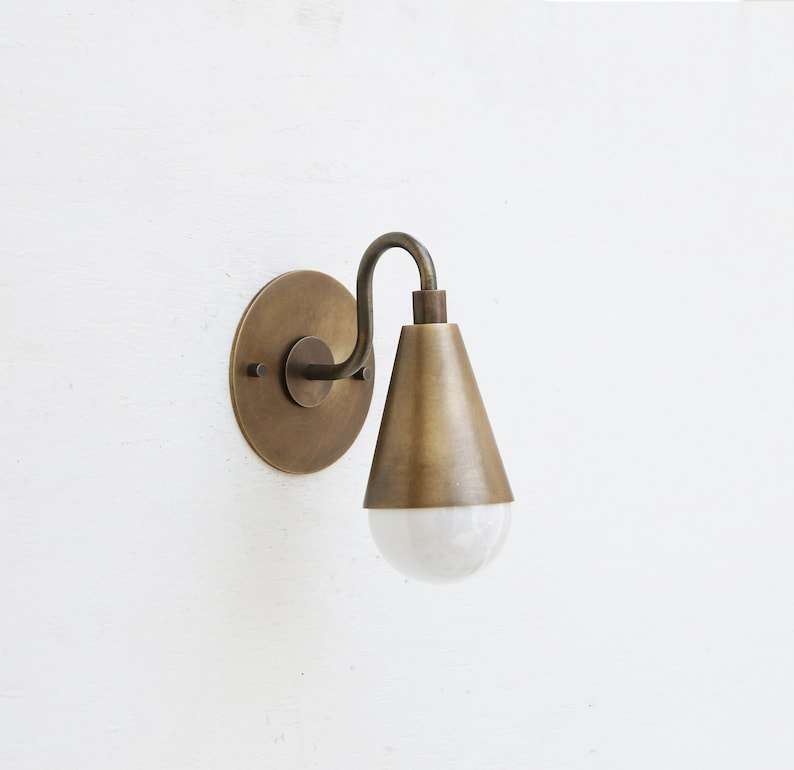 Modern Thin Canopy Brass Wall Sconce - Bathroom Light Fixtures - view 1
