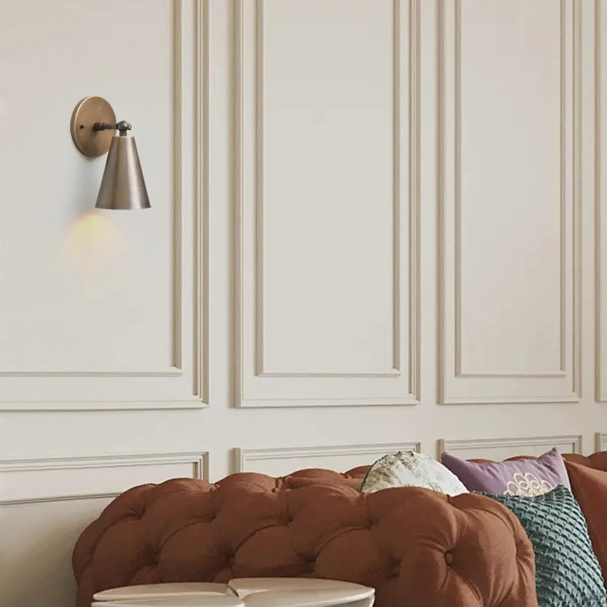 Aged Brass Wall Sconce - Mid Century Modern Light Fixture - view 2