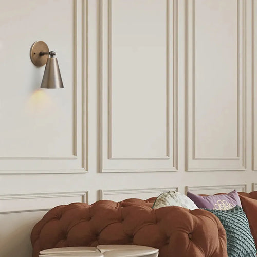 Aged Brass Wall Sconce - Mid Century Modern Light Fixture - view 2