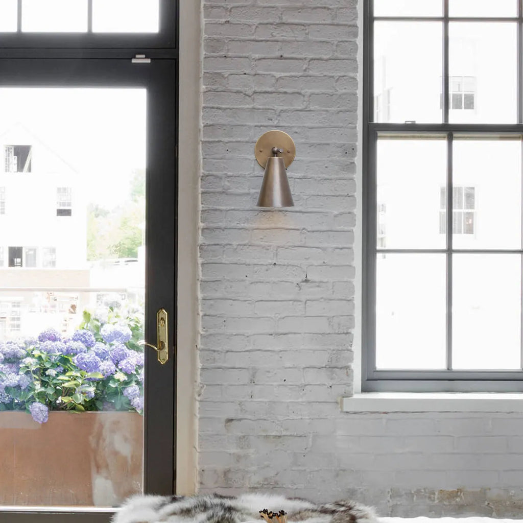 Aged Brass Wall Sconce - Mid Century Modern Light Fixture - view 3