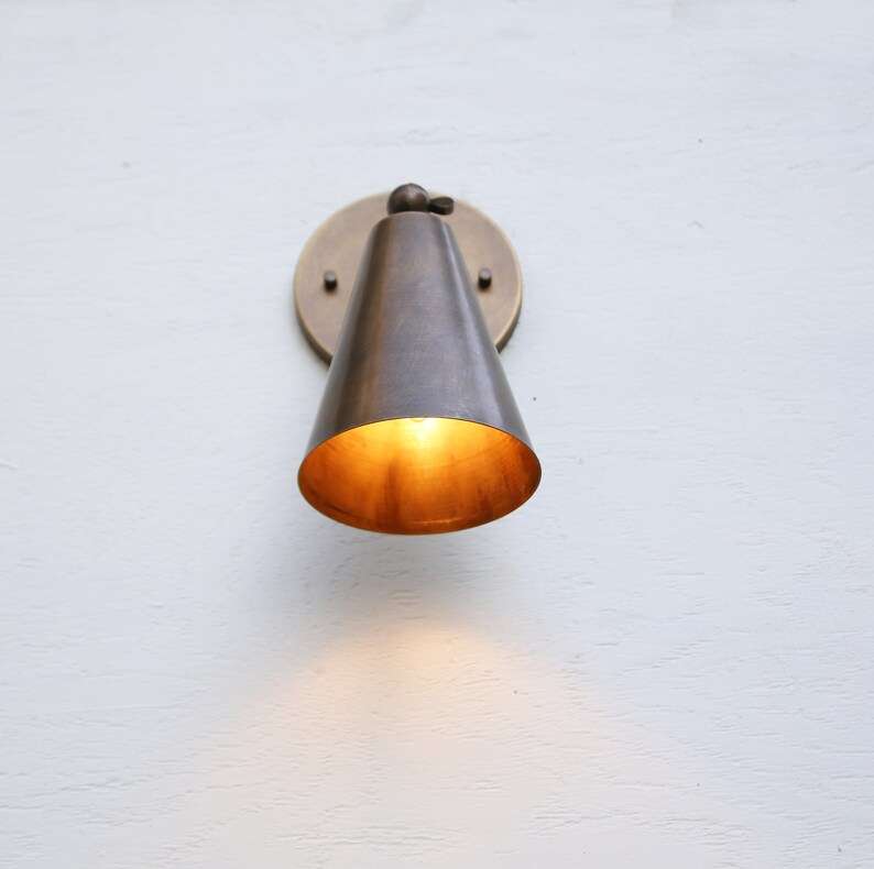 Aged Brass Wall Sconce - Mid Century Modern Light Fixture - view 5