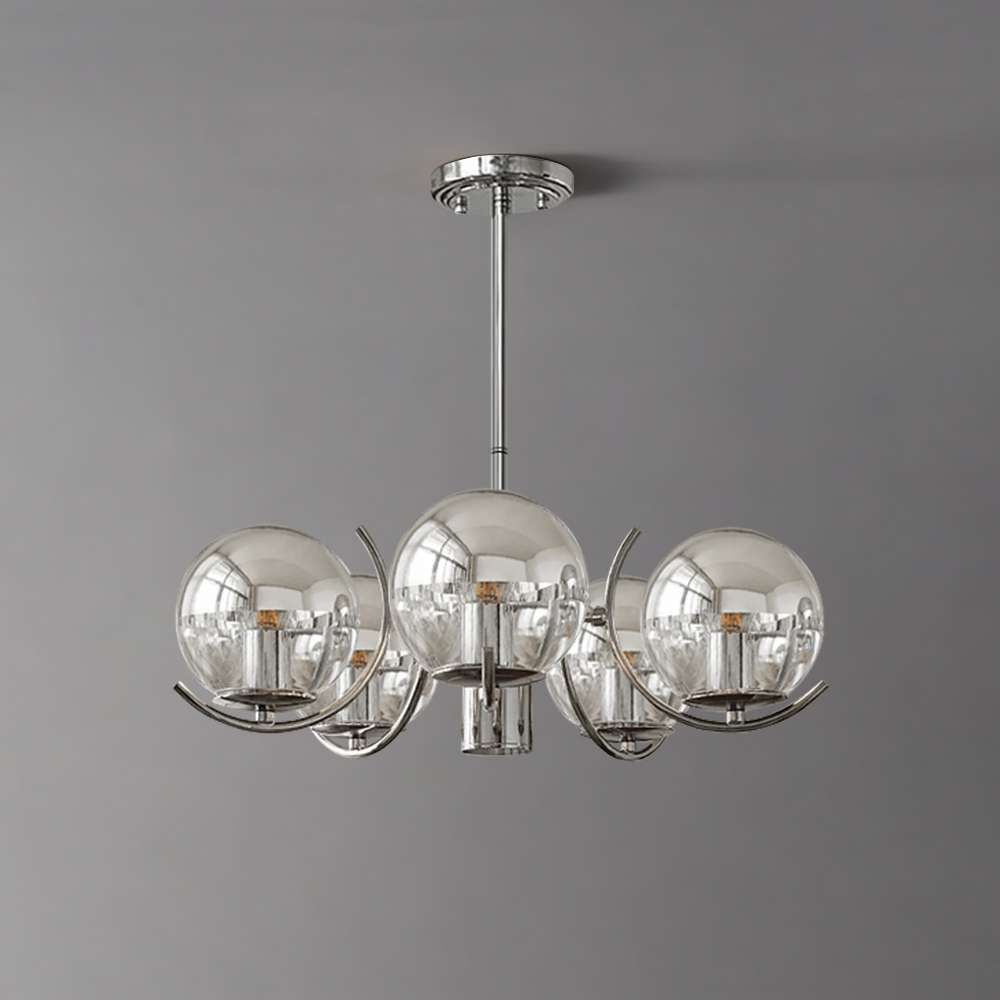 Contemporary Nickel Glass Globe Bubble Chandelier - view 2