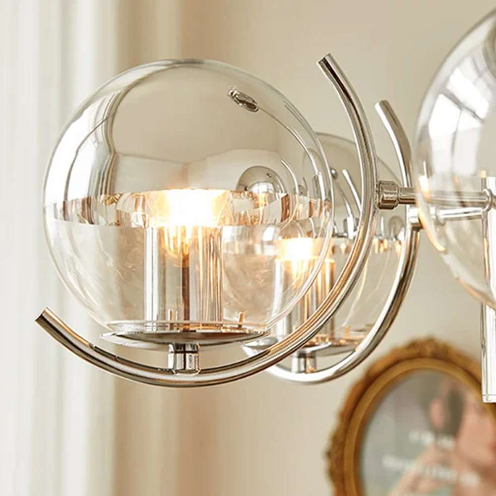 Contemporary Nickel Glass Globe Bubble Chandelier - view 3