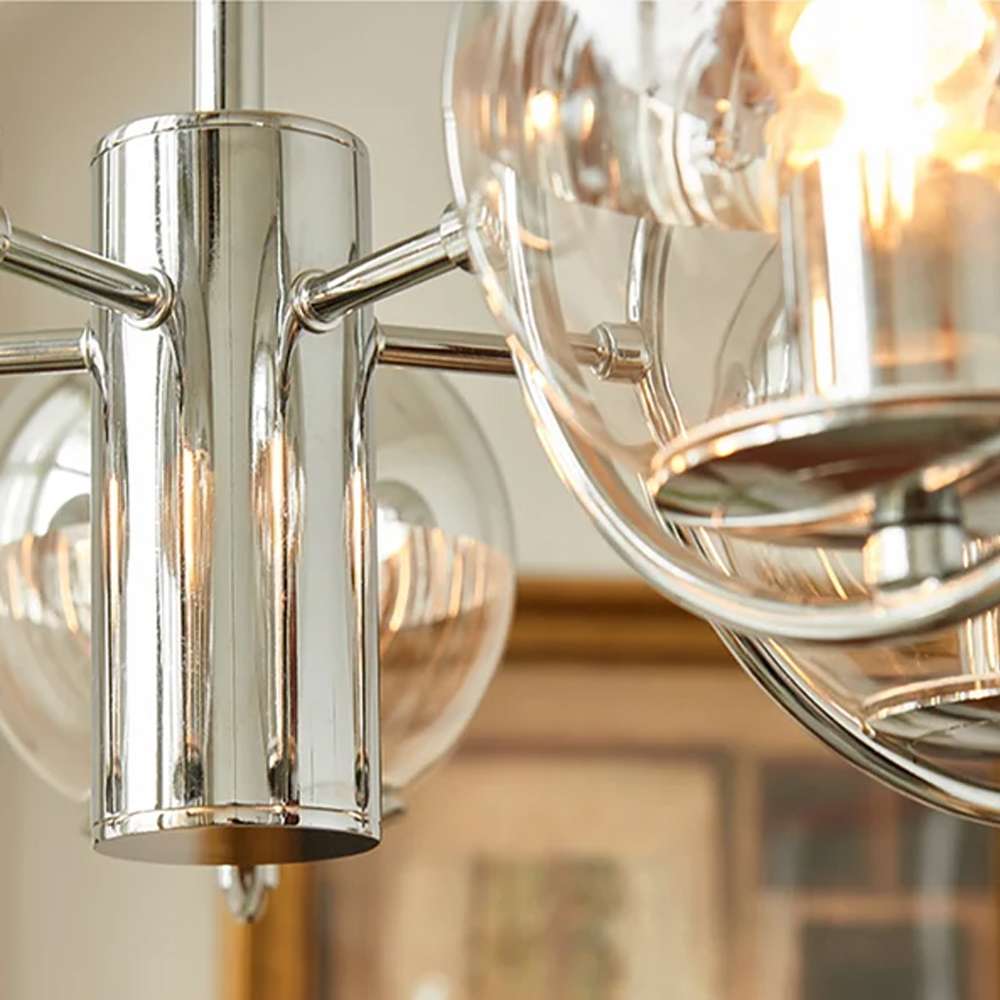 Contemporary Nickel Glass Globe Bubble Chandelier - view 4