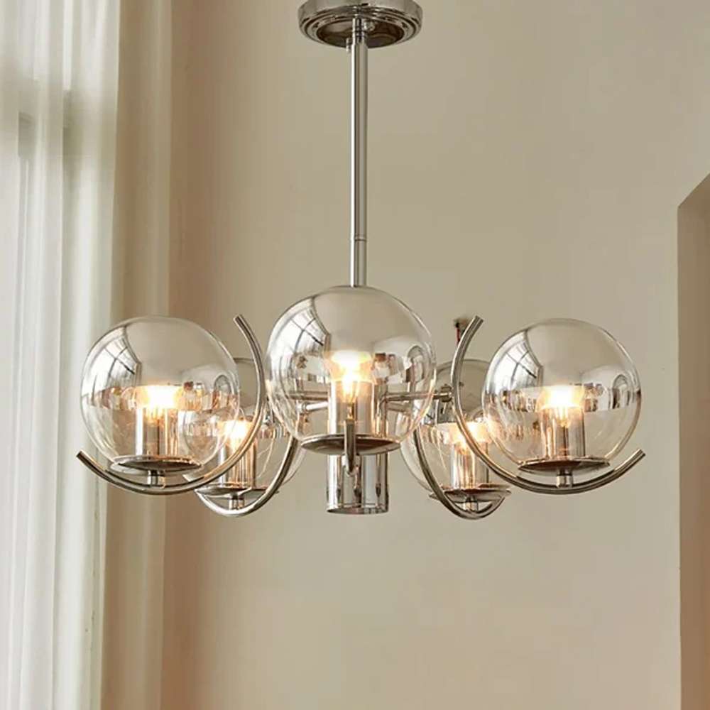 Contemporary Nickel Glass Globe Bubble Chandelier - view 5