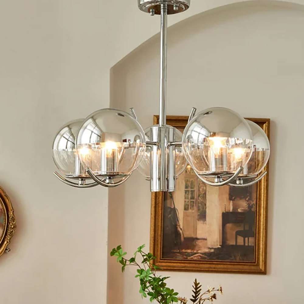 Contemporary Nickel Glass Globe Bubble Chandelier - view 6