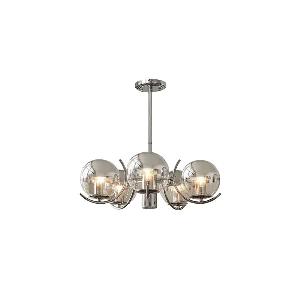 Contemporary Nickel Glass Globe Bubble Chandelier - view 8