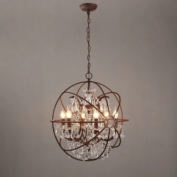 Rustic Clear Crystal Metal Orb Vintage Chandelier - view 10