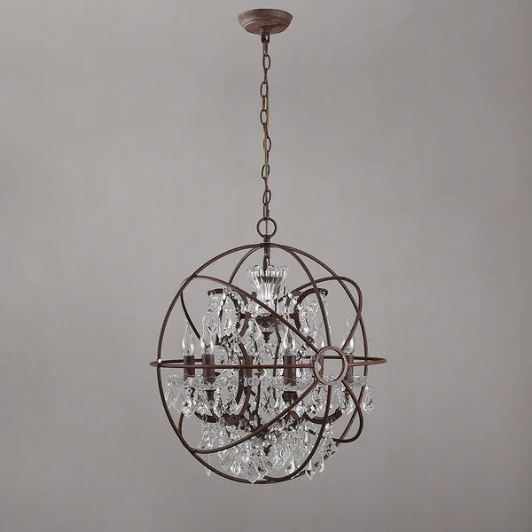 Rustic Clear Crystal Metal Orb Vintage Chandelier - view 11